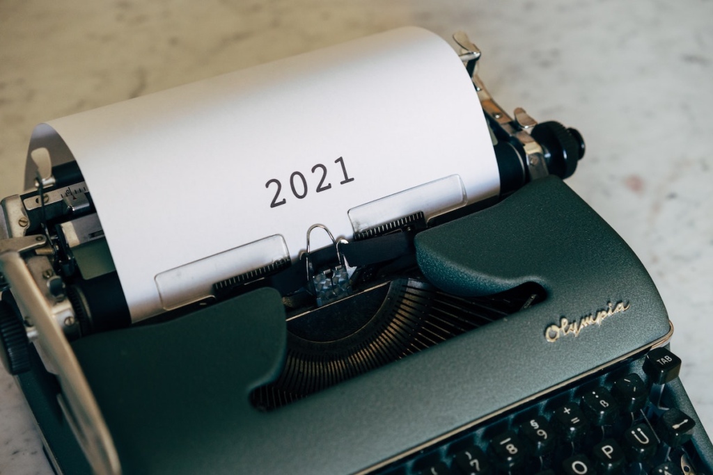 2021 print on a white sheet by a printing maching